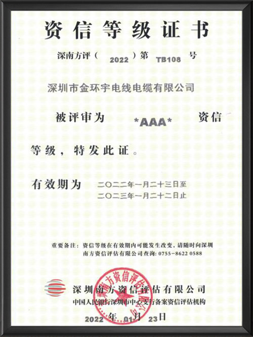 资信等级证书